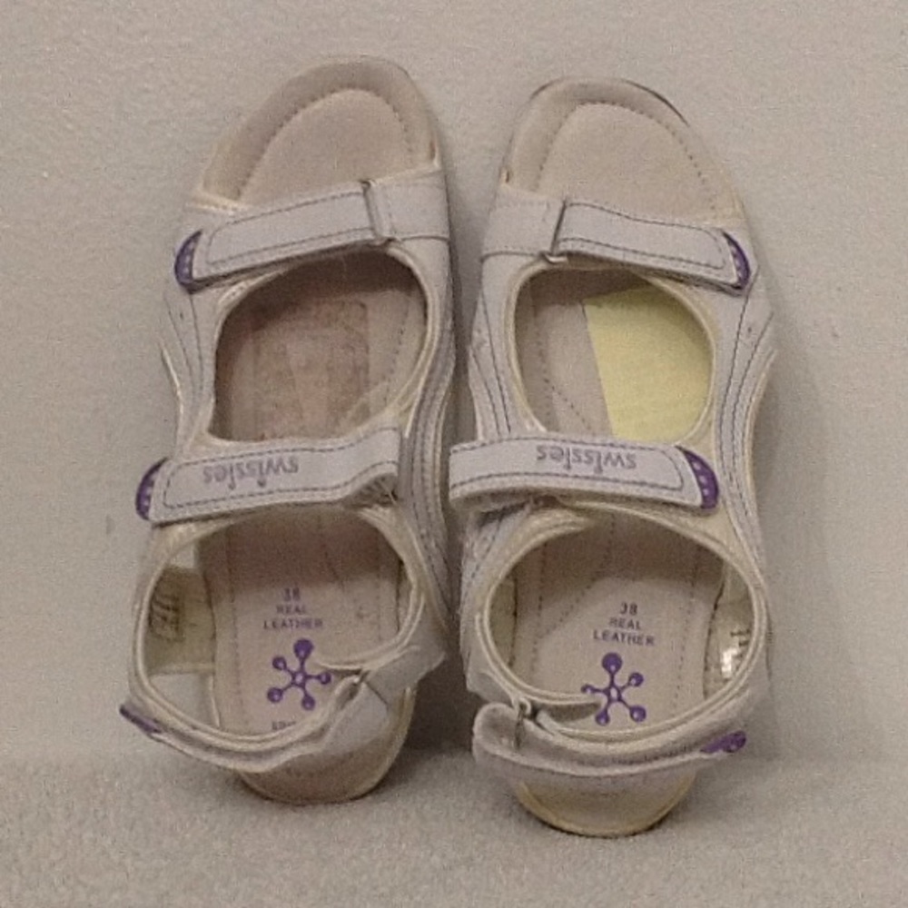 Swissies white leather sandals
